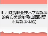 山西财贸职业技术学院就读的真实感觉如何(山西财贸职院就读体验)