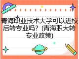 青海职业技术大学可以进校后转专业吗？(青海职大转专业政策)