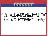 广东培正学院招生计划详细分析(培正学院招生解析)