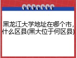 黑龙江大学地址在哪个市，什么区县(黑大位于何区县)