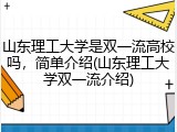 山东理工大学是双一流高校吗，简单介绍(山东理工大学双一流介绍)