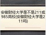 安徽财经大学是不是211或985高校(安徽财经大学是211吗)