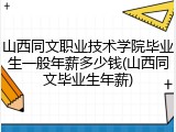 山西同文职业技术学院毕业生一般年薪多少钱(山西同文毕业生年薪)