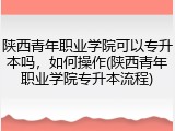 陕西青年职业学院可以专升本吗，如何操作(陕西青年职业学院专升本流程)