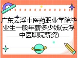 广东云浮中医药职业学院毕业生一般年薪多少钱(云浮中医职院薪资)