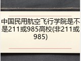 中国民用航空飞行学院是不是211或985高校(非211或985)