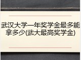 武汉大学一年奖学金最多能拿多少(武大最高奖学金)