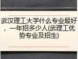 武汉理工大学什么专业最好，一年招多少人(武理工优势专业及招生)