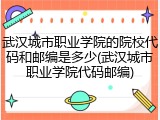 武汉城市职业学院的院校代码和邮编是多少(武汉城市职业学院代码邮编)