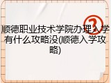 顺德职业技术学院办理入学有什么攻略没(顺德入学攻略)