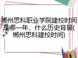 郴州思科职业学院建校时间是哪一年，什么历史背景(郴州思科建校时间)