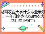 湖南农业大学什么专业最好，一年招多少人(湖南农大热门专业招生)