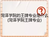 菏泽学院的王牌专业是什么(菏泽学院王牌专业)
