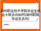 湖州职业技术学院毕业生就业大致去向如何(湖州职院毕业生去向)