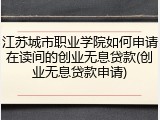 江苏城市职业学院如何申请在读间的创业无息贷款(创业无息贷款申请)