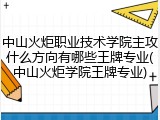 中山火炬职业技术学院主攻什么方向有哪些王牌专业(中山火炬学院王牌专业)