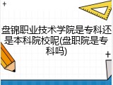 盘锦职业技术学院是专科还是本科院校呢(盘职院是专科吗)