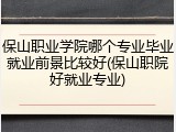 保山职业学院哪个专业毕业就业前景比较好(保山职院好就业专业)