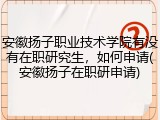 安徽扬子职业技术学院有没有在职研究生，如何申请(安徽扬子在职研申请)