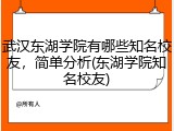 武汉东湖学院有哪些知名校友，简单分析(东湖学院知名校友)