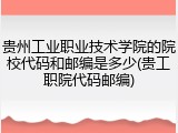 贵州工业职业技术学院的院校代码和邮编是多少(贵工职院代码邮编)