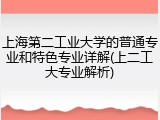 上海第二工业大学的普通专业和特色专业详解(上二工大专业解析)