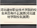 河北建材职业技术学院的校名来历有什么渊源(河北建材学院校名渊源)
