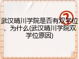 武汉晴川学院是否有双学位，为什么(武汉晴川学院双学位原因)