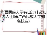 广西民族大学有出过什么知名人士吗(广西民族大学知名校友)