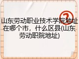 山东劳动职业技术学院地址在哪个市，什么区县(山东劳动职院地址)