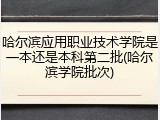 哈尔滨应用职业技术学院是一本还是本科第二批(哈尔滨学院批次)