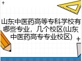 山东中医药高等专科学校有哪些专业，几个校区(山东中医药高专专业校区)