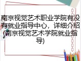 南京视觉艺术职业学院有没有就业指导中心，详细介绍(南京视觉艺术学院就业指导)