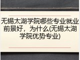 无锡太湖学院哪些专业就业前景好，为什么(无锡太湖学院优势专业)