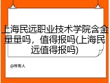 上海民远职业技术学院含金量量吗，值得报吗(上海民远值得报吗)