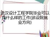 武汉设计工程学院毕业可以找什么样的工作(武设院就业方向)