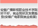 安徽广播影视职业技术学院好不好，就业现状及发展趋势(安徽广电职院就业前景)