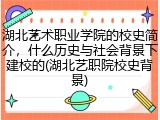 湖北艺术职业学院的校史简介，什么历史与社会背景下建校的(湖北艺职院校史背景)