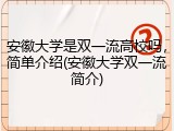 安徽大学是双一流高校吗，简单介绍(安徽大学双一流简介)