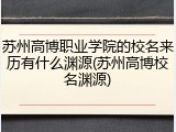 苏州高博职业学院的校名来历有什么渊源(苏州高博校名渊源)