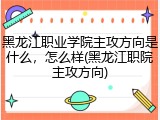 黑龙江职业学院主攻方向是什么，怎么样(黑龙江职院主攻方向)
