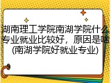 湖南理工学院南湖学院什么专业就业比较好，原因是啥(南湖学院好就业专业)