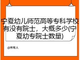 宁夏幼儿师范高等专科学校有没有院士，大概多少(宁夏幼专院士数量)