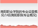 南阳职业学院的专业设置概况介绍(南阳职院专业概况)