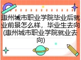 惠州城市职业学院毕业后就业前景怎么样，毕业生去向(惠州城市职业学院就业去向)