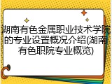 湖南有色金属职业技术学院的专业设置概况介绍(湖南有色职院专业概览)