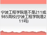 宁波工程学院是不是211或985高校(宁波工程学院是211吗)