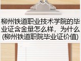 柳州铁道职业技术学院的毕业证含金量怎么样，为什么(柳州铁道职院毕业证价值)
