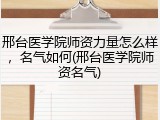邢台医学院师资力量怎么样，名气如何(邢台医学院师资名气)