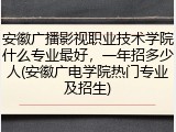 安徽广播影视职业技术学院什么专业最好，一年招多少人(安徽广电学院热门专业及招生)